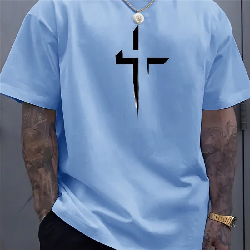 Men's Striped Cross - Print Short Sleeve Tee - Maximus Grace