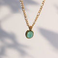 Mint Green Titanium Steel Pendant Necklace | May Birthstone Color | Gold & Silver | Adjustable Chain - Maximus Grace