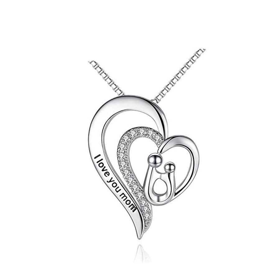 Mother's Day Heart Necklace | Silver Love Pendant | May Gift for Mom | 3 Styles - Maximus Grace