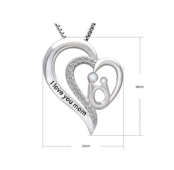 Mother's Day Heart Necklace | Silver Love Pendant | May Gift for Mom | 3 Styles - Maximus Grace