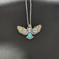 Owl Flower Moon Turquoise Necklace | May Flower Moon Wisdom Jewelry | Silver Unisex - Maximus Grace