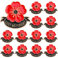 Poppy Flower Brooch Pins Set of 15 | Memorial Day Lapel Pin | Lest We Forget Enamel Badge - Maximus Grace