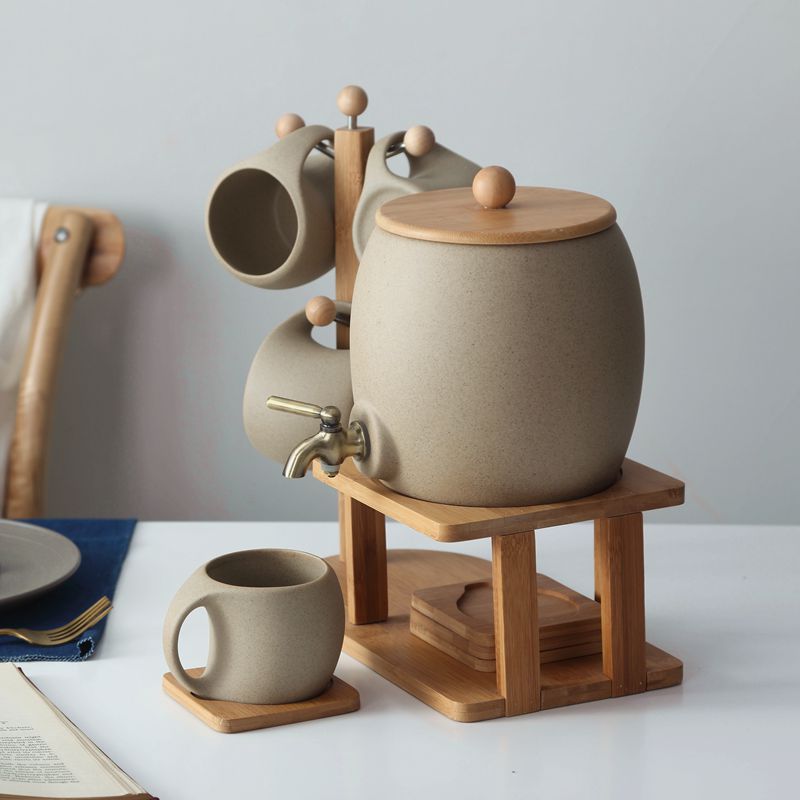 Southern Grace Artisan Ceramic Coffee Set | Bamboo Base & Pottery Cup Collection - Maximus Grace