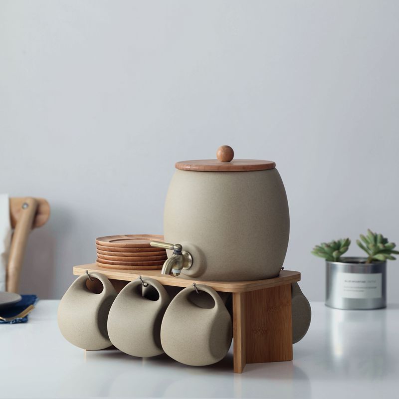 Southern Grace Artisan Ceramic Coffee Set | Bamboo Base & Pottery Cup Collection - Maximus Grace