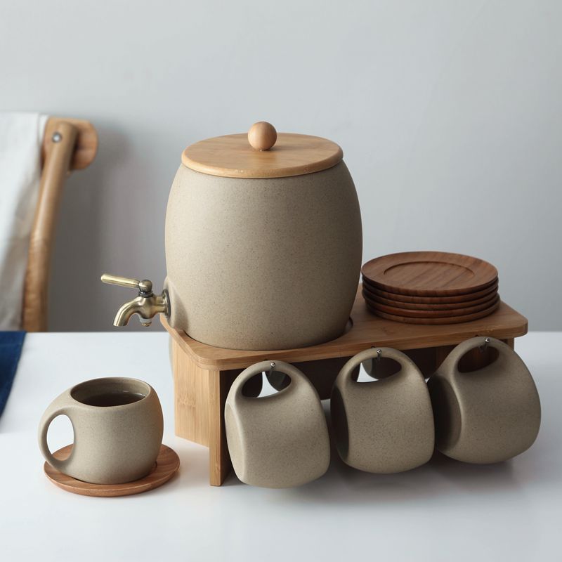 Southern Grace Artisan Ceramic Coffee Set | Bamboo Base & Pottery Cup Collection - Maximus Grace