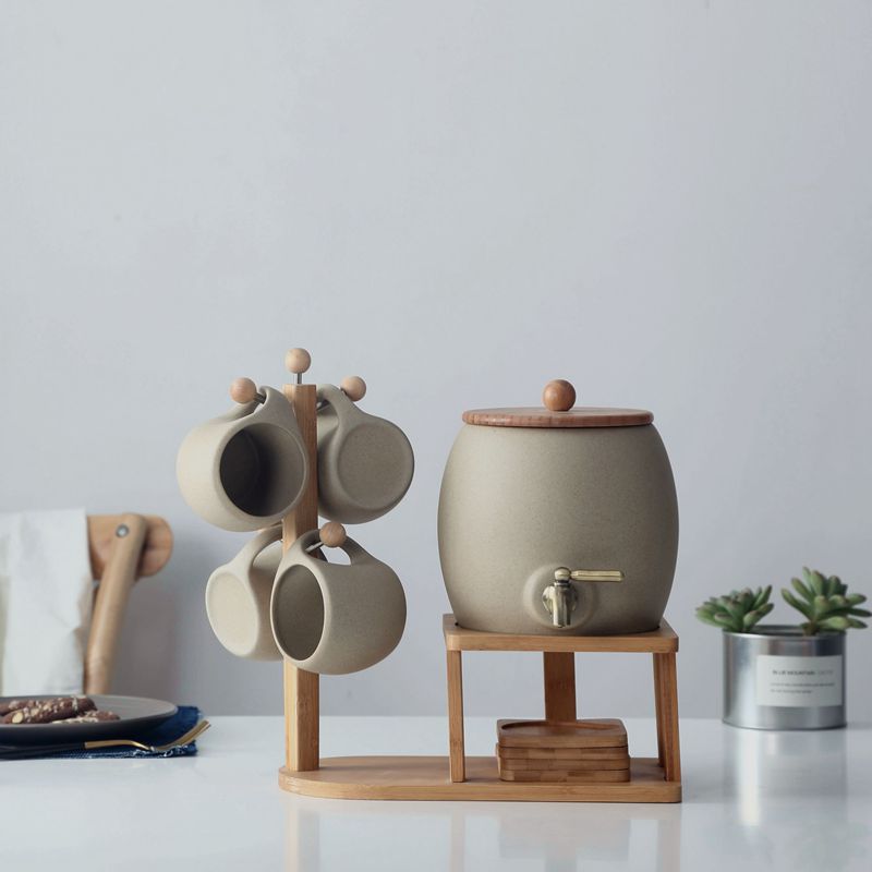 Southern Grace Artisan Ceramic Coffee Set | Bamboo Base & Pottery Cup Collection - Maximus Grace