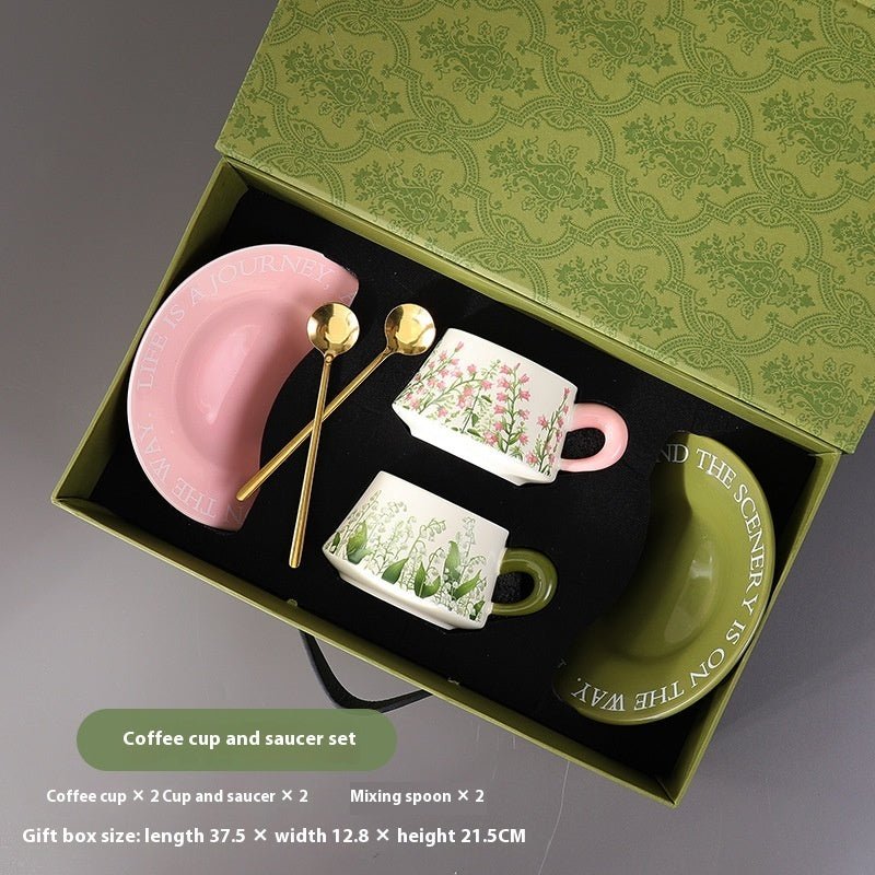Southern Grace Ceramic Coffee Cup & Saucer Set | Elegant Kitchen Gift - Maximus Grace