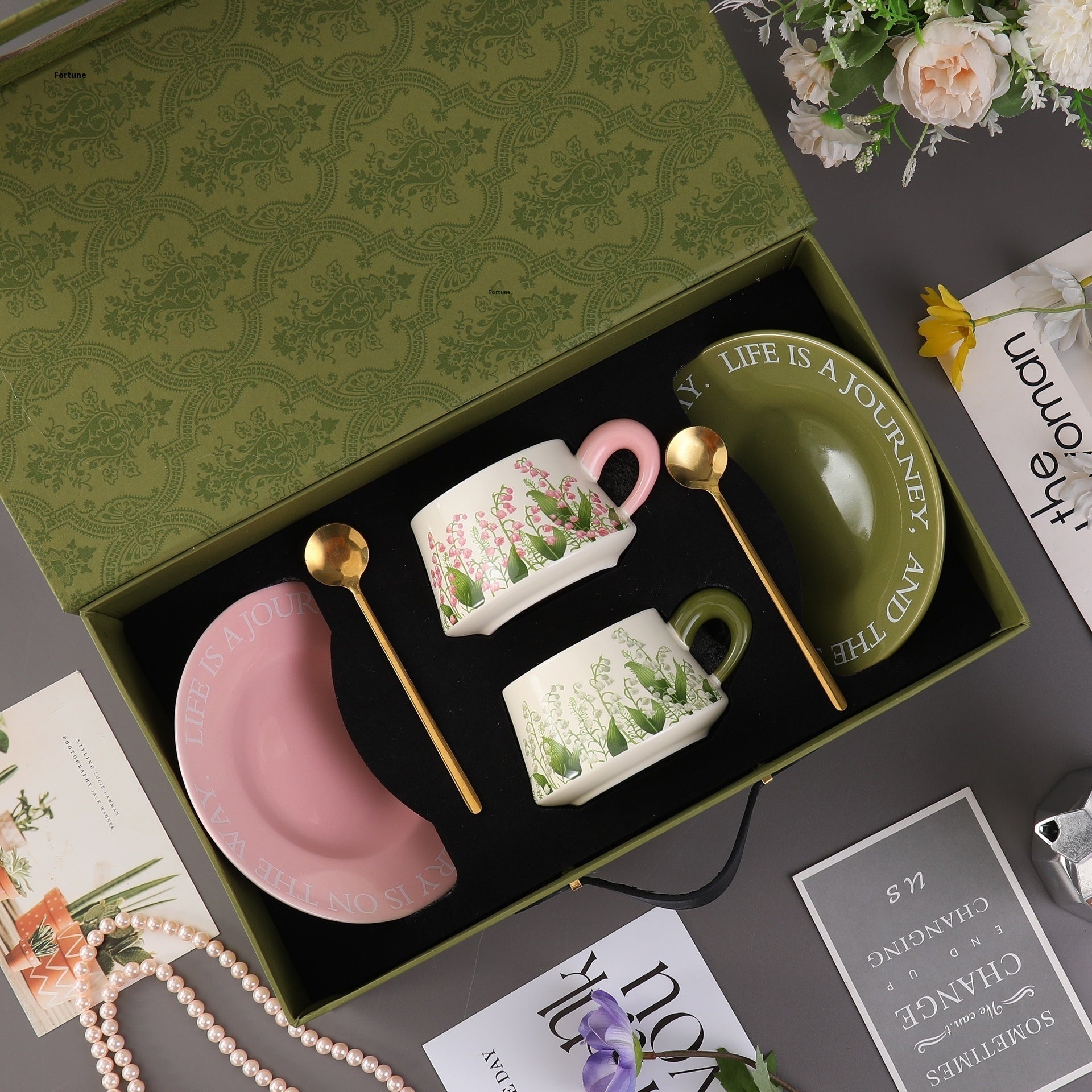 Southern Grace Ceramic Coffee Cup & Saucer Set | Elegant Kitchen Gift - Maximus Grace