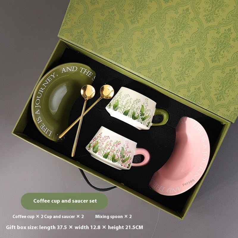 Southern Grace Ceramic Coffee Cup & Saucer Set | Elegant Kitchen Gift - Maximus Grace