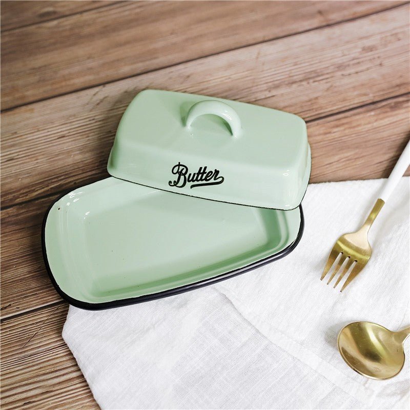 Southern Grace Lake Blue Enamel Butter & Cheese Box with Lid | Kitchen Storage - Maximus Grace