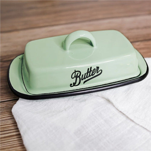 Southern Grace Lake Blue Enamel Butter & Cheese Box with Lid | Kitchen Storage - Maximus Grace