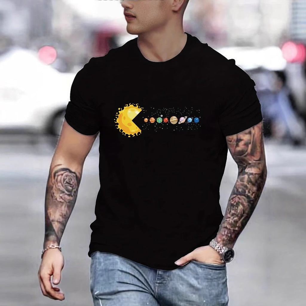 Sun Eating Planet Graphic Pure Cotton Loose Fit Round Neck Tee - Maximus Grace