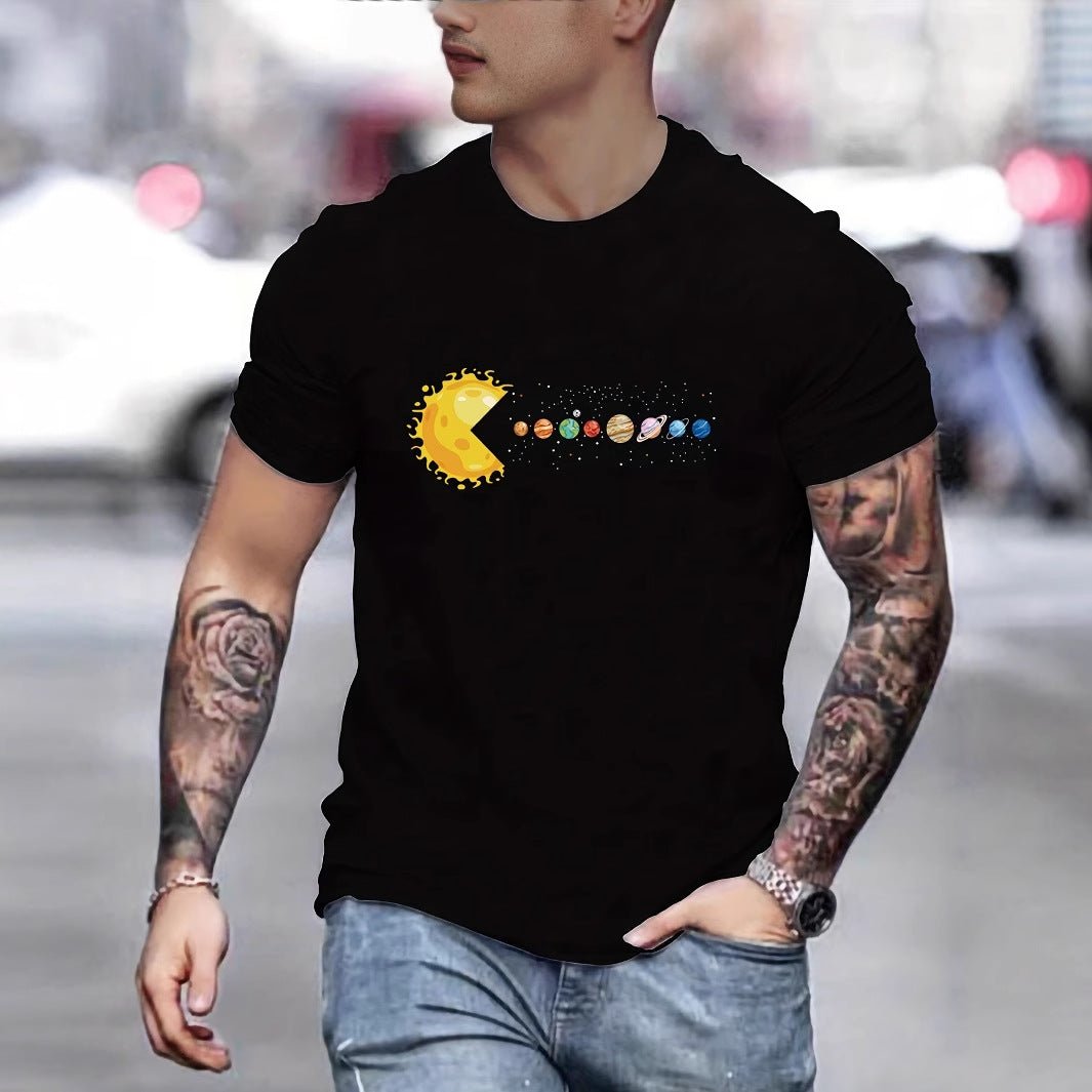 Sun Eating Planet Graphic Pure Cotton Loose Fit Round Neck Tee - Maximus Grace