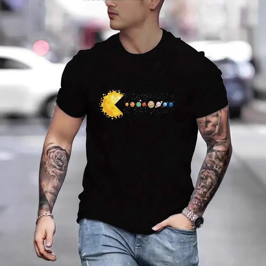 Sun Eating Planet Graphic Pure Cotton Loose Fit Round Neck Tee - Maximus Grace