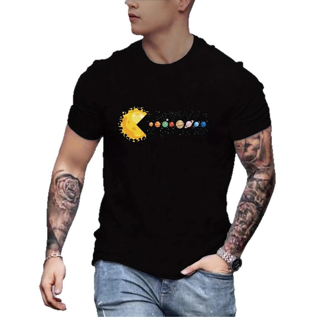 Sun Eating Planet Graphic Pure Cotton Loose Fit Round Neck Tee - Maximus Grace