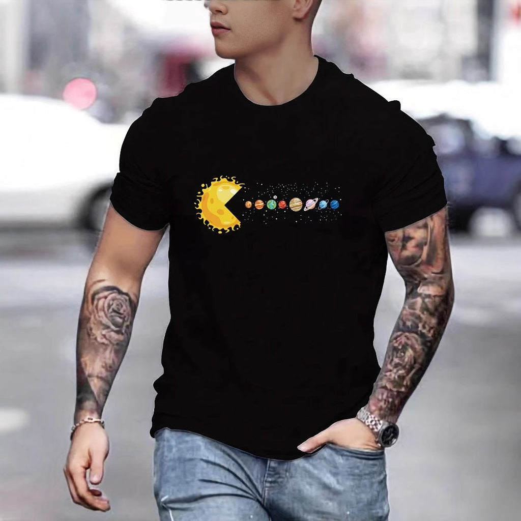 Sun Eating Planet Graphic Pure Cotton Loose Fit Round Neck Tee - Maximus Grace