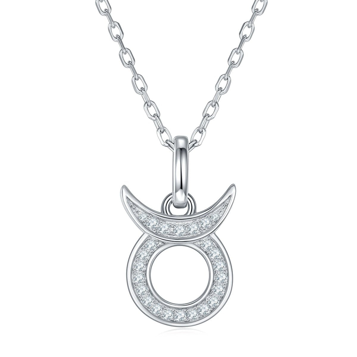 Taurus Zodiac Moissanite Necklace | S925 Platinum-Plated Silver Pendant | May Birthday Jewelry | GRA Certified - Maximus Grace