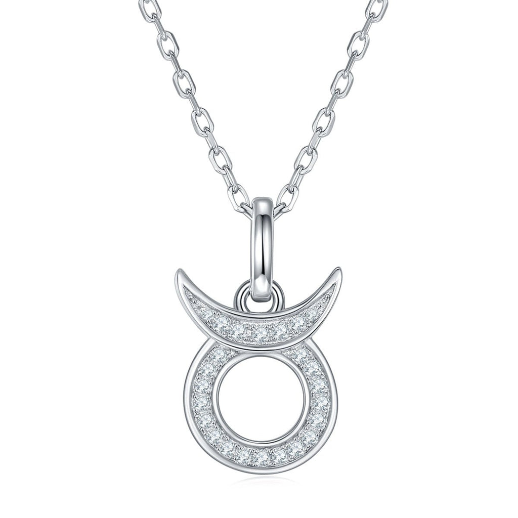 Taurus Zodiac Moissanite Necklace | S925 Platinum-Plated Silver Pendant | May Birthday Jewelry | GRA Certified - Maximus Grace