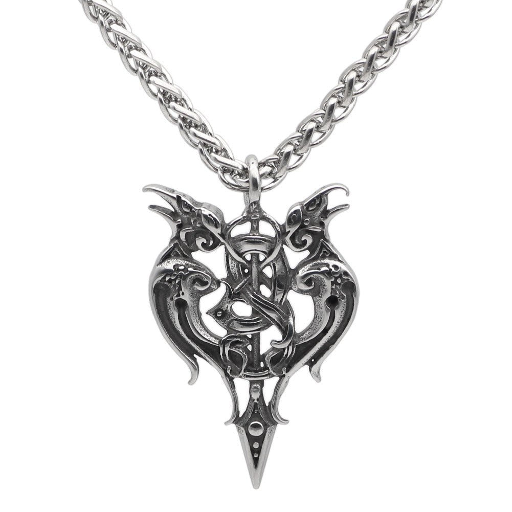 Viking Gemini Sword Pendant Necklace | Titanium Steel Unisex Jewelry | May June Birthday - Maximus Grace