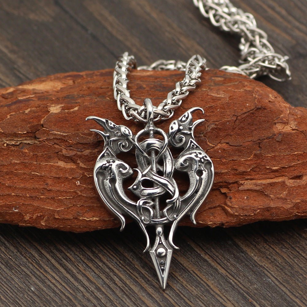 Viking Gemini Sword Pendant Necklace | Titanium Steel Unisex Jewelry | May June Birthday - Maximus Grace