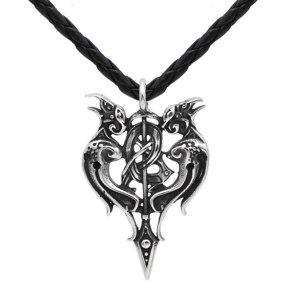 Viking Gemini Sword Pendant Necklace | Titanium Steel Unisex Jewelry | May June Birthday - Maximus Grace