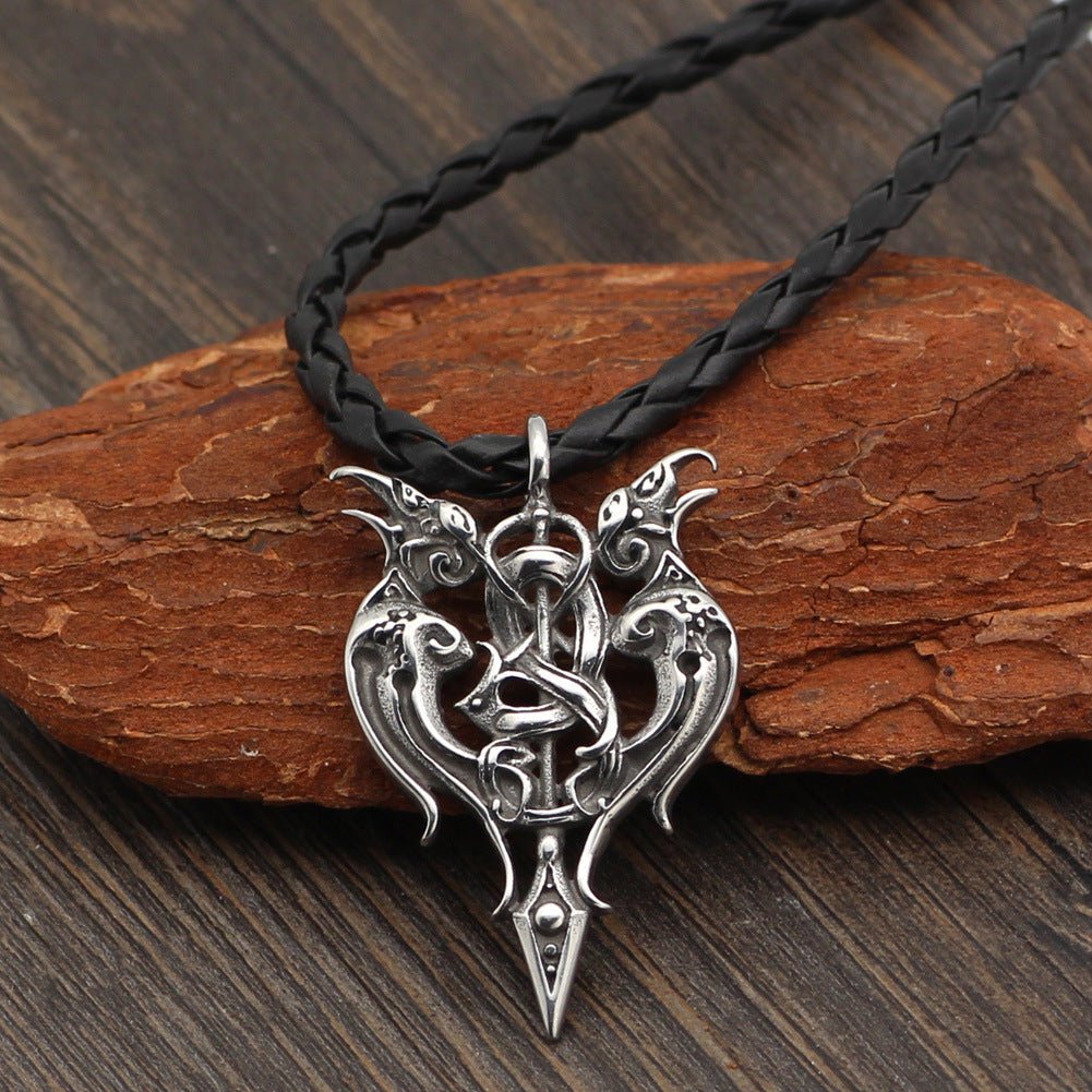 Viking Gemini Sword Pendant Necklace | Titanium Steel Unisex Jewelry | May June Birthday - Maximus Grace
