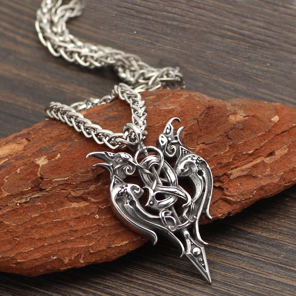 Viking Gemini Sword Pendant Necklace | Titanium Steel Unisex Jewelry | May June Birthday - Maximus Grace