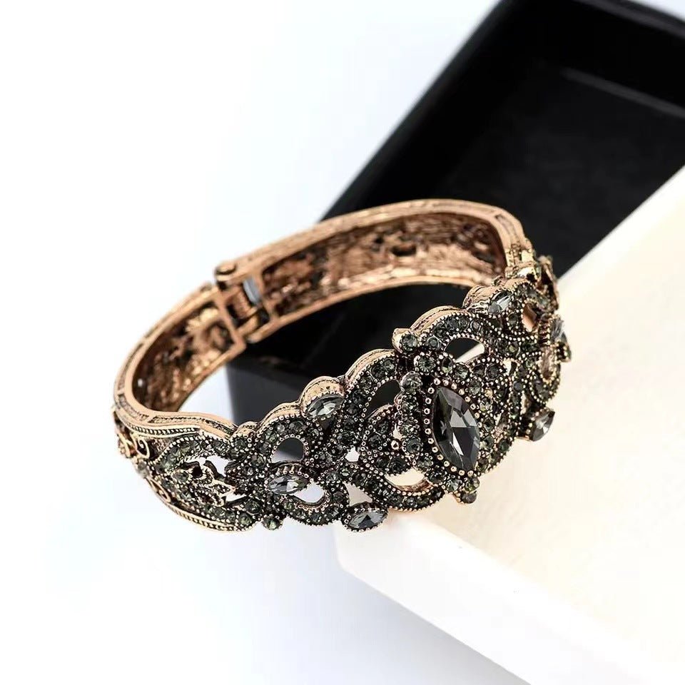 Vintage Lake Blue & Gray Alloy Fashion Bracelet | Boho Statement Bracelet - Maximus Grace