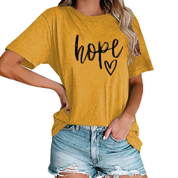 Women's HOPE & Love Print Loose Tee | Faith - Inspired Oversized Top - Maximus Grace