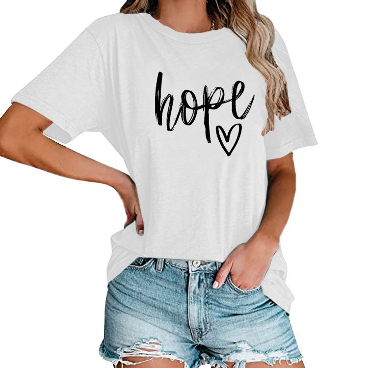 Women's HOPE & Love Print Loose Tee | Faith - Inspired Oversized Top - Maximus Grace