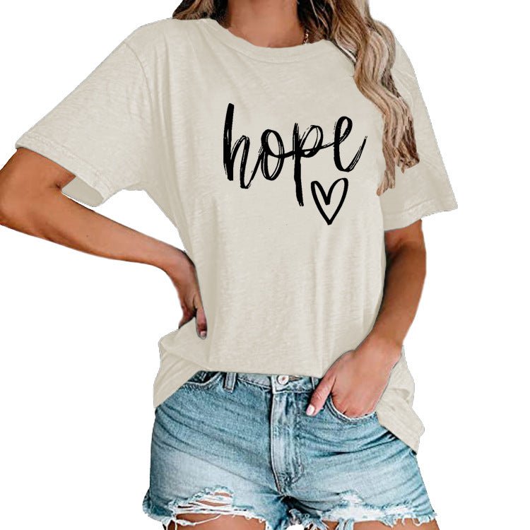 Women's HOPE & Love Print Loose Tee | Faith - Inspired Oversized Top - Maximus Grace