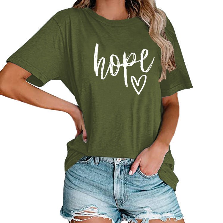 Women's HOPE & Love Print Loose Tee | Faith - Inspired Oversized Top - Maximus Grace
