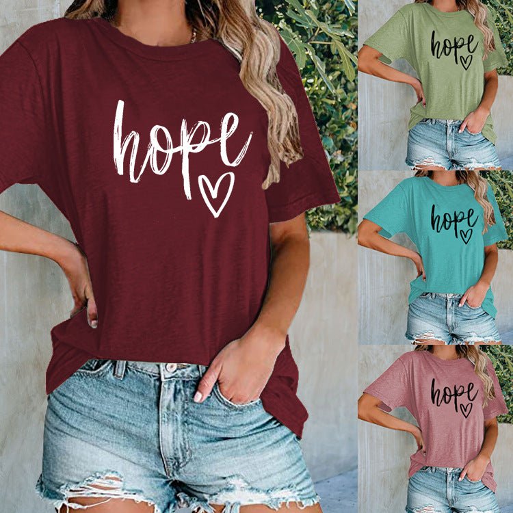 Women's HOPE & Love Print Loose Tee | Faith - Inspired Oversized Top - Maximus Grace